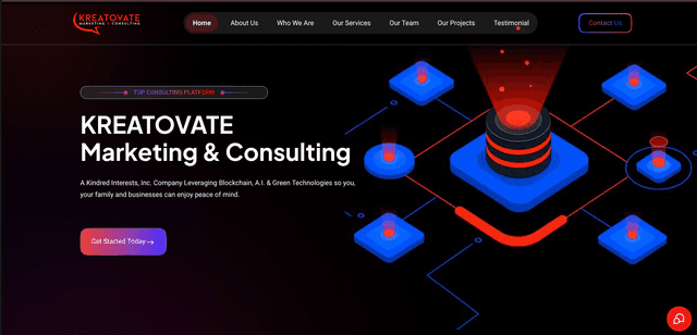 Kreatovate AI marketing and consulting suite platform hero